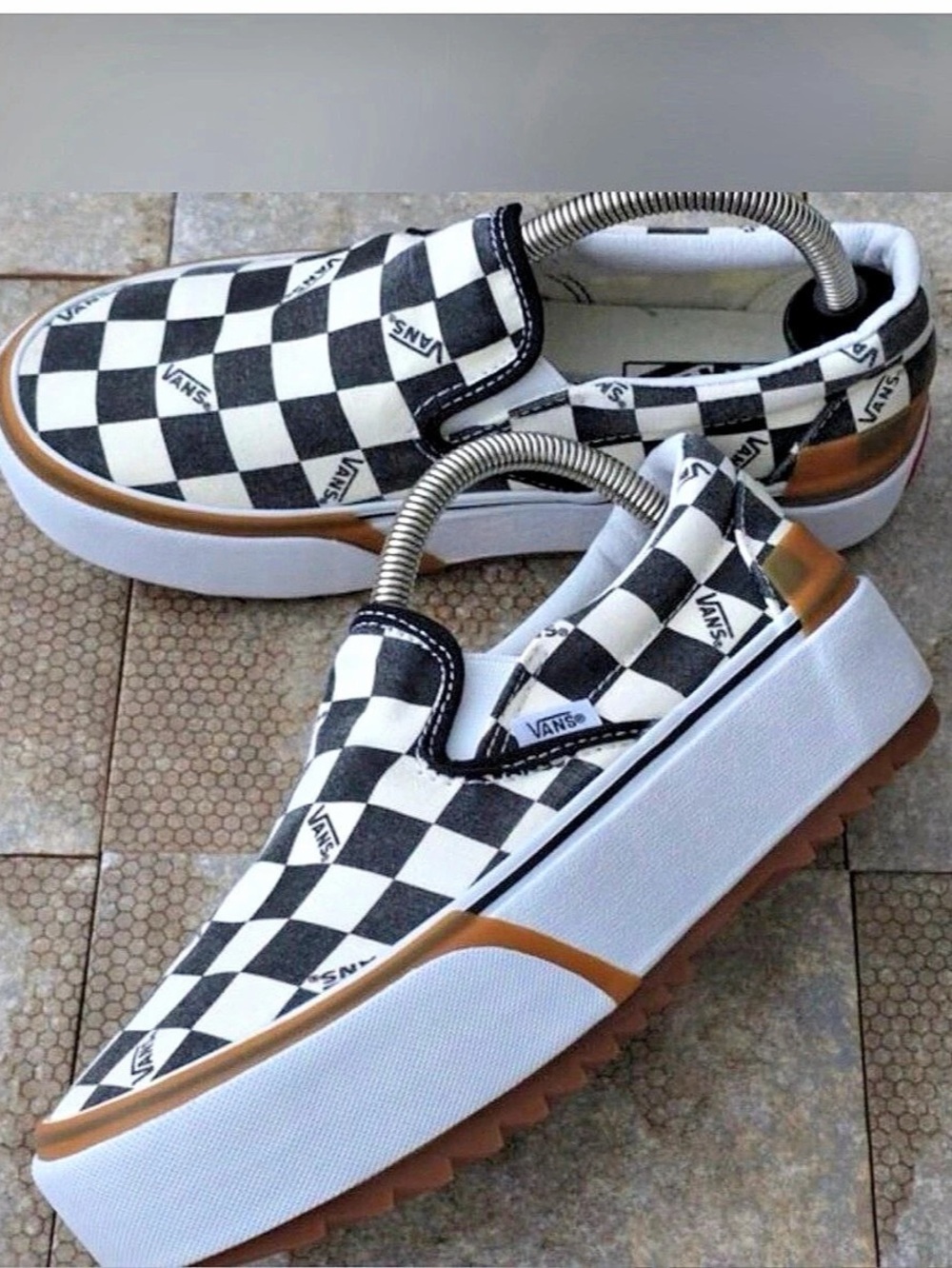 Vans Classic Slip-On Stackform Checkerboard Sneakers Black & White